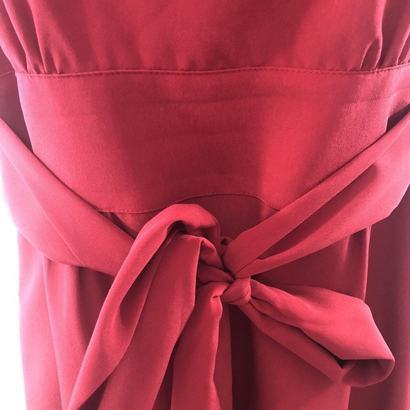 Gianni Bini Women’s Red Dress Sz 4 Fit And Flare With Tie Lined Cap Sleeves EUC - Picture 2 of 10